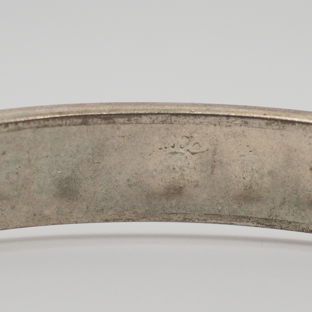 Vintage Bangle Bracelet Silver Abalone Inlay Shell Mexico Boho - Picture 3 of 12